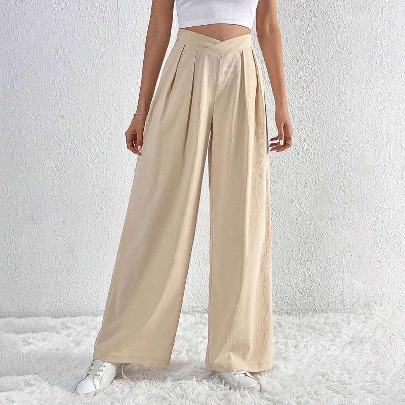 Elegant Light Beige Wide-Leg Pants for Women – Comfortable, High-Waisted