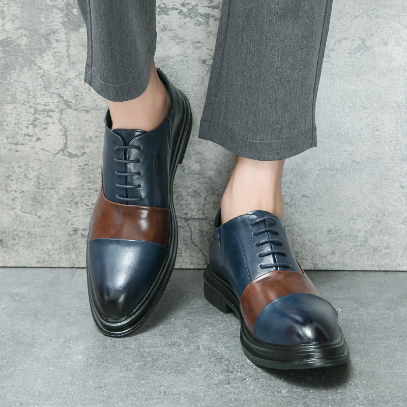 Men's Cap-Toe Derby Shoes with Lace-Up Closure