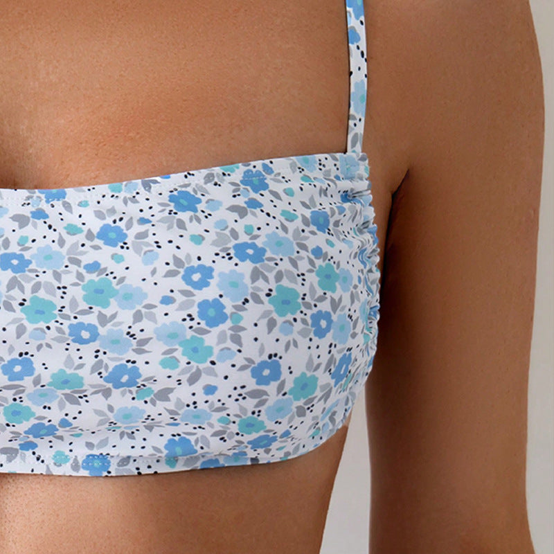 Women's Bikini Top with Adjustable Straps and Floral Print EB