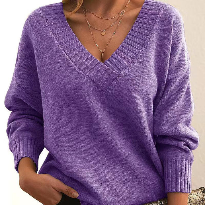 Casual Knitted Jumper in Solid Colour