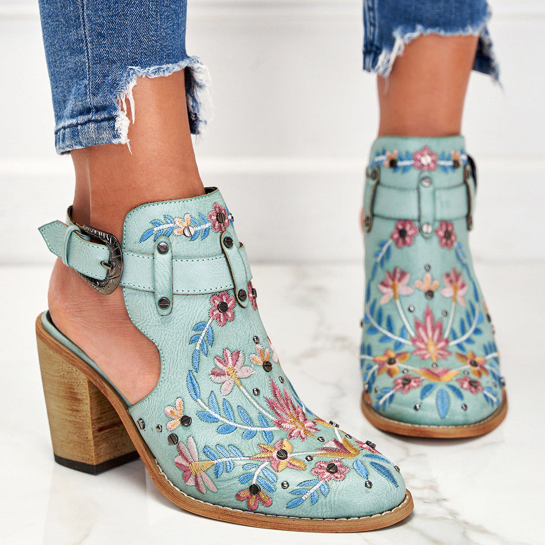 Nina - Floral Embroidery Shoes