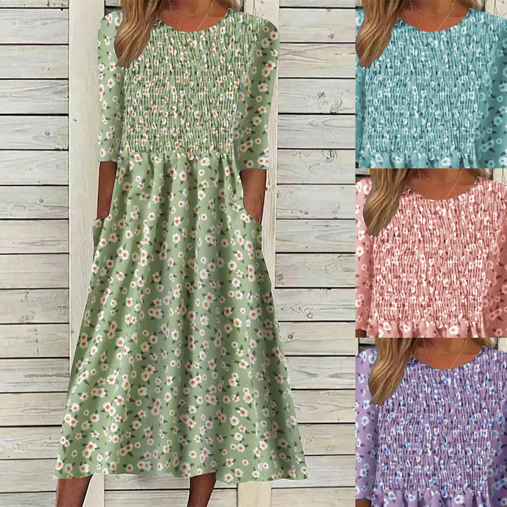 Women's Floral Smocked Midi Dress - Chic & Stylish