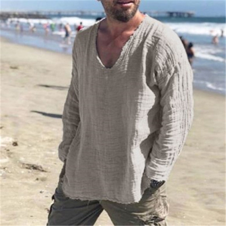 Men's Casual V-Neck Shirt – Effortless Style & Comfort