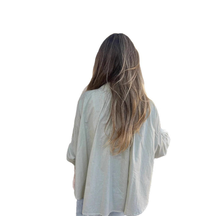 Women's Cotton Blouse with Button Placket and Comfortable Fit EB
