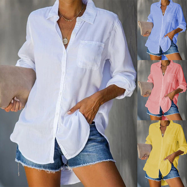Women's Lightweight Blouse Shirt with Classic Collar