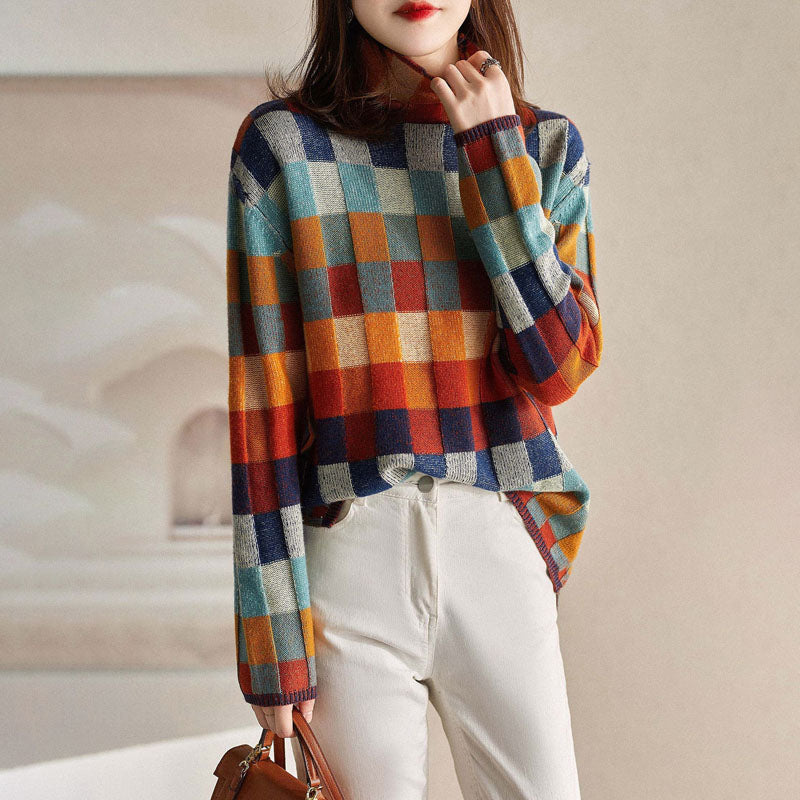 Colourful Check Knit Jumper