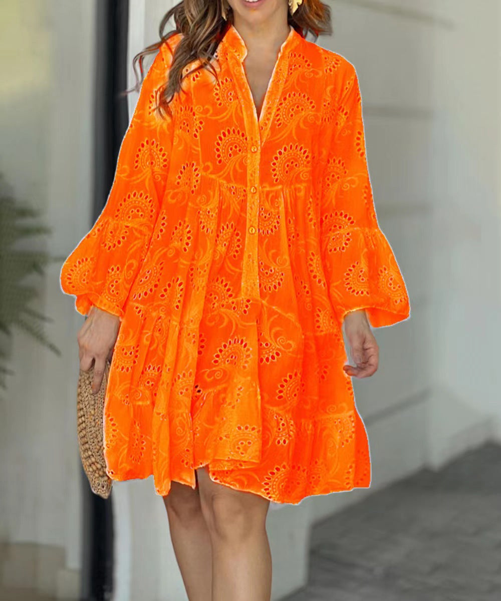 Gala | Mini dress for women with lace embroidery and ruffles