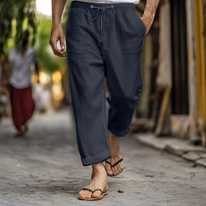 Men's Lightweight Casual Pants with Elastic Waist & Pockets