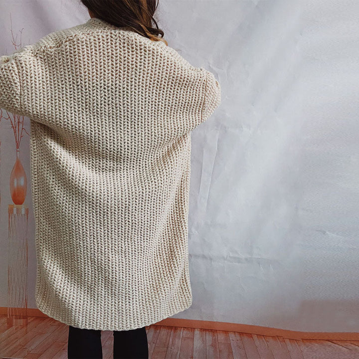 Casual Knitted Cardigan in Solid Color