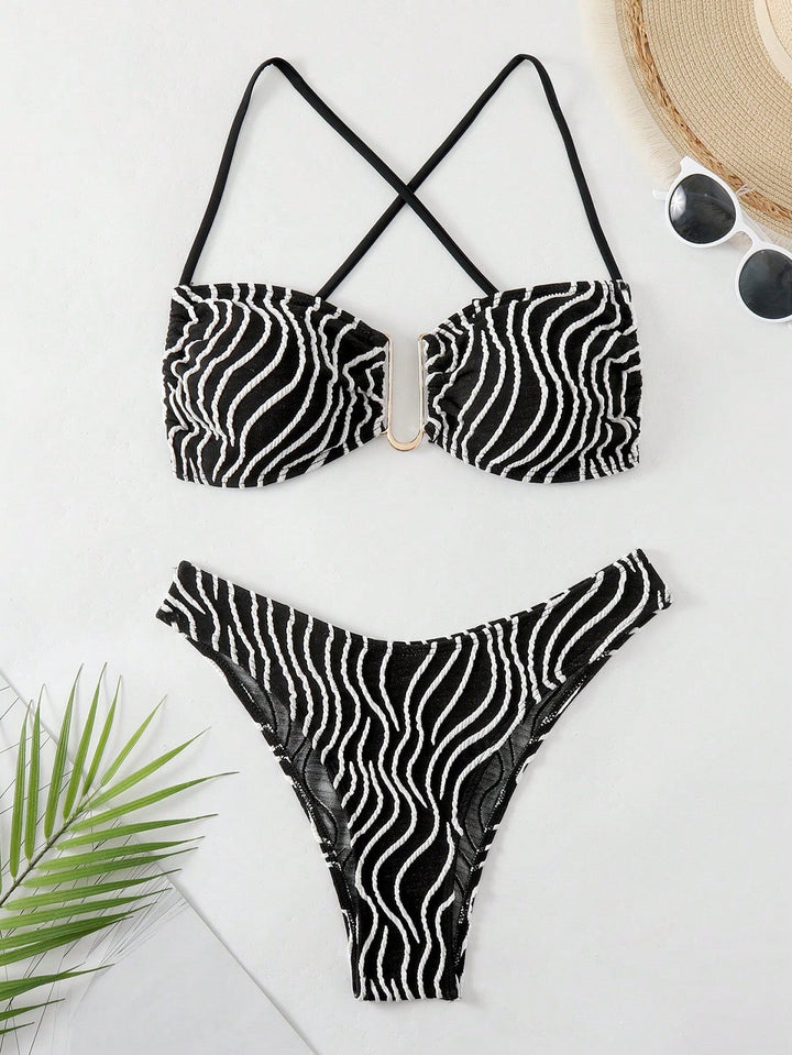Ladies Bikini with Elegant Cut and Modern Pattern EB