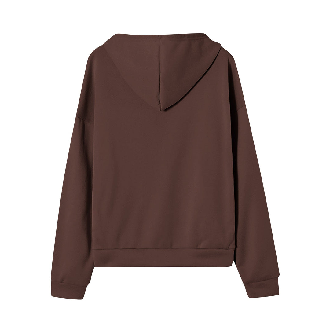 Women's Wide Zip Hoodie with Kangaroo Pockets and Ribbed Cuffs
