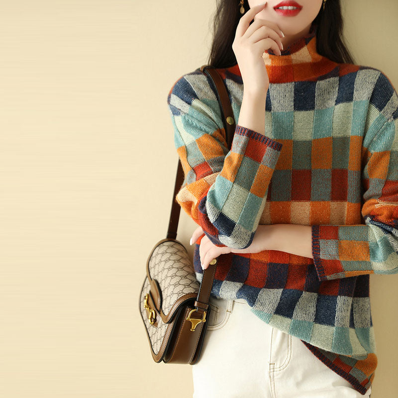 Colourful Check Knit Jumper