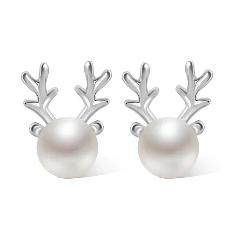Deer Pearl Stud Earrings, view 5 - Elena Harper