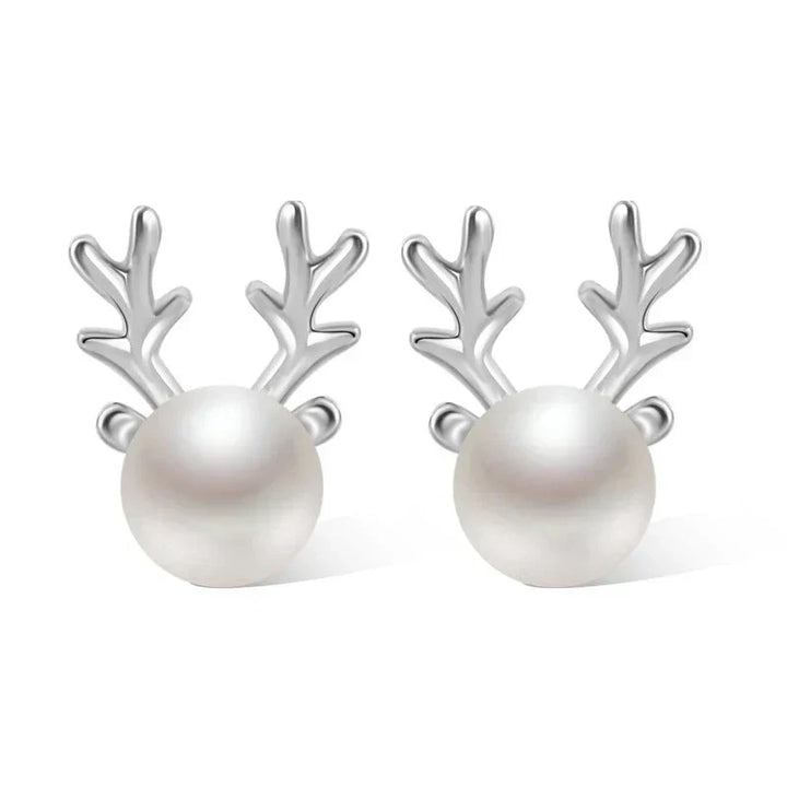 Deer Pearl Stud Earrings, view 5 - Elena Harper