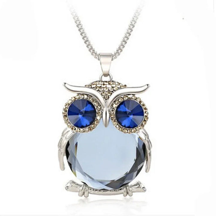 Crystal Owl Pendant Necklace, view 8 - Elena Harper