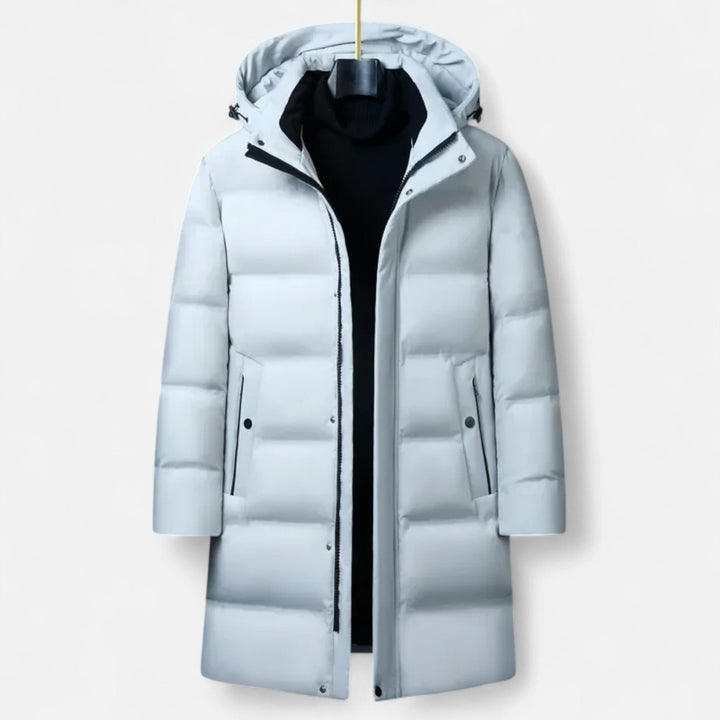 Men's Warm Down Parka with Hood and Long Cut