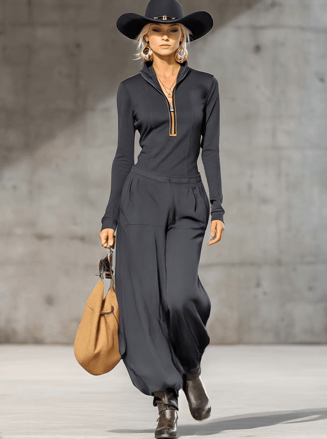 Retro Sporty Outfit with Top and Loose Pants, view 2 - Elena Harper