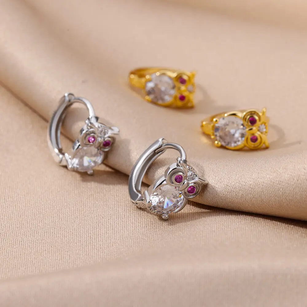 Crystal Animal Hoop Earrings, view 4 - Elena Harper