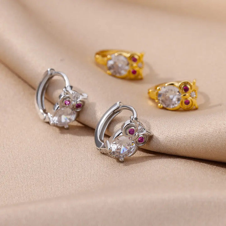 Crystal Animal Hoop Earrings, view 4 - Elena Harper