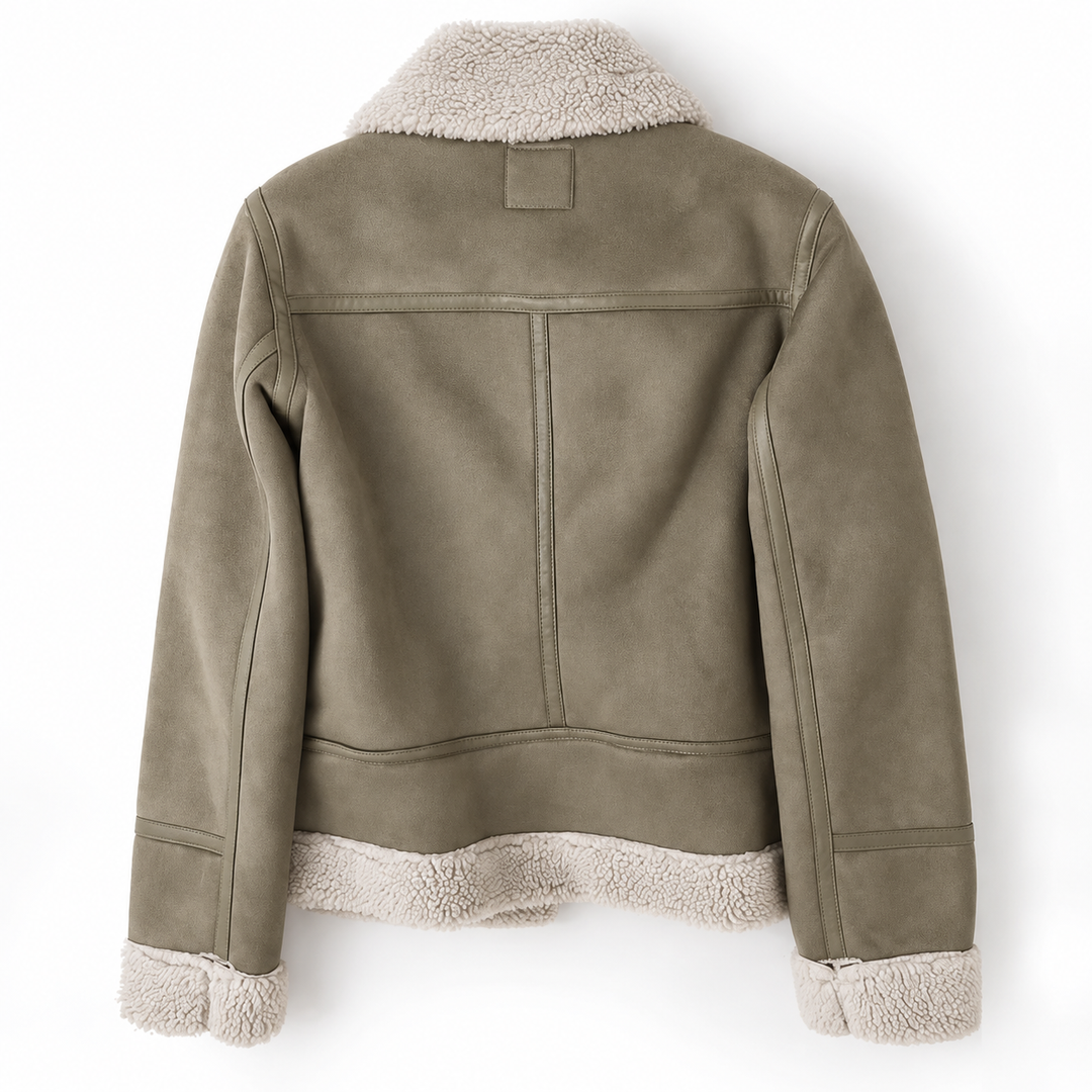 Josephine - Stylish Leather Jacket with Sherpa Lining