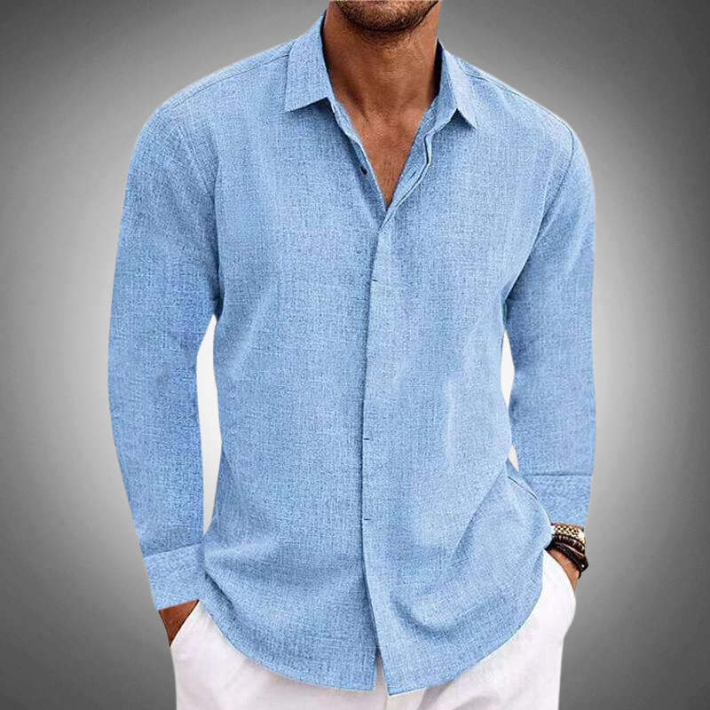 Men's Long Sleeve Casual Button-Up Shirt with Chest Pockets