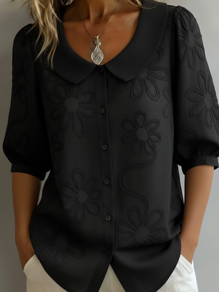 Alyssa Stylish Embroidered Floral Blouse, view 5 - Elena Harper