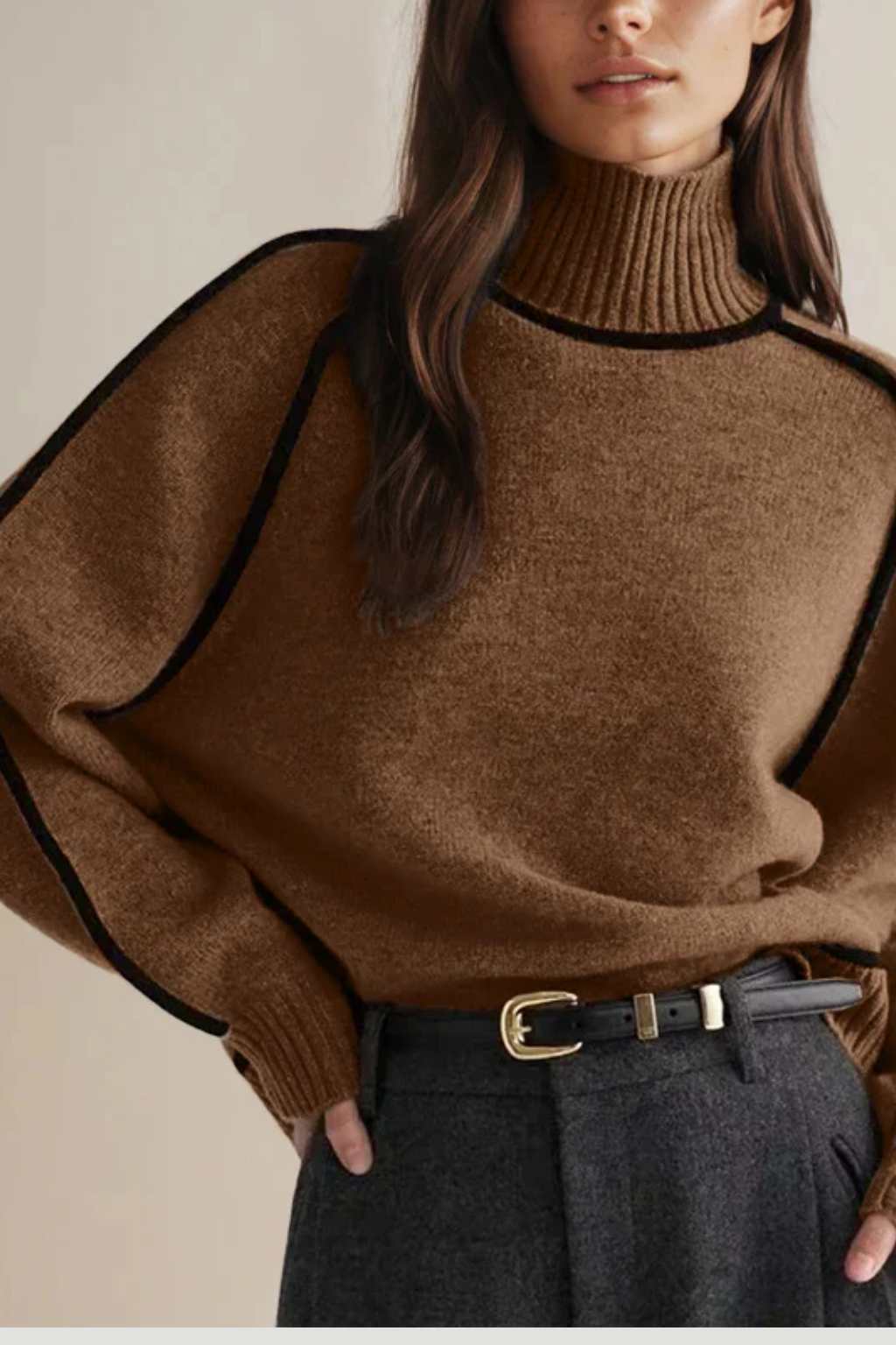 Isabelle - Half Turtleneck Knit Sweater for Women