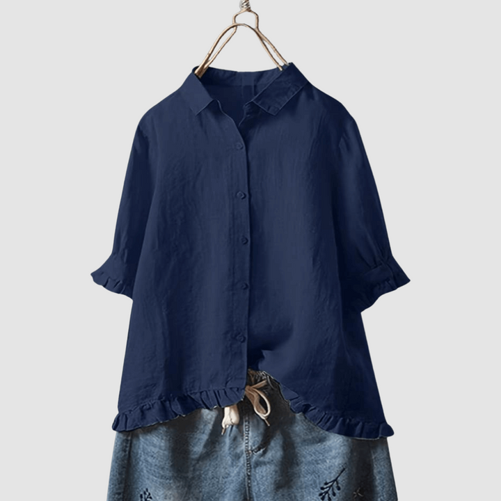 Women's Breathable Blouse with Classic Collar and Relaxed Fit