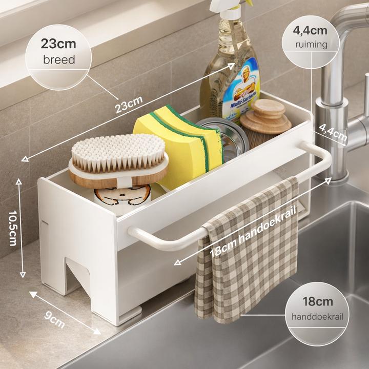 Sink Organizer Sponge Holder Always Dry & Tidy Countertop, view 6 - Elena Harper