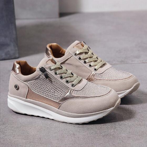 Camille Laurent | Metallic Zip-Side Comfort Sneakers For Women