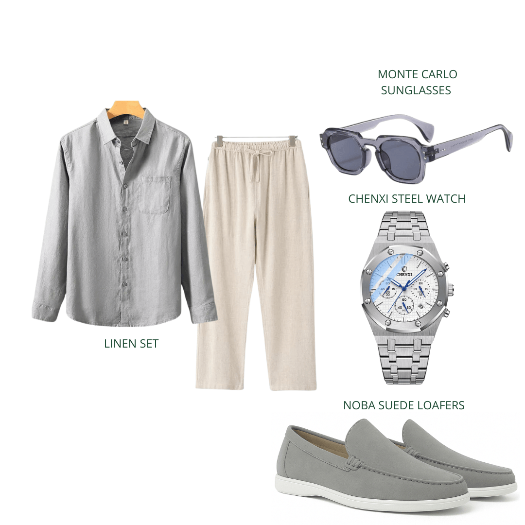 Silver™ coordinated set by Emma & Rose Manhattan featuring a stylish, matching top and pants in a sleek silver fabric.