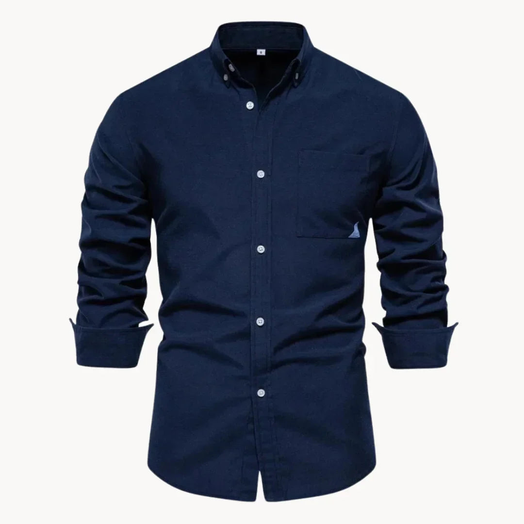 Men's Slim Fit Shirt – With Button-Down Collar and Chest Pocket, Suitable for Work and Daily Use