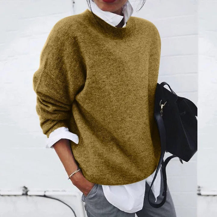 Camille - Elegant Oversized Sweater with High Collar