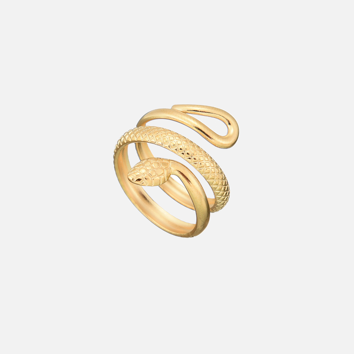 Detailed Snake Ring (Adjustable), view 2 - Elena Harper