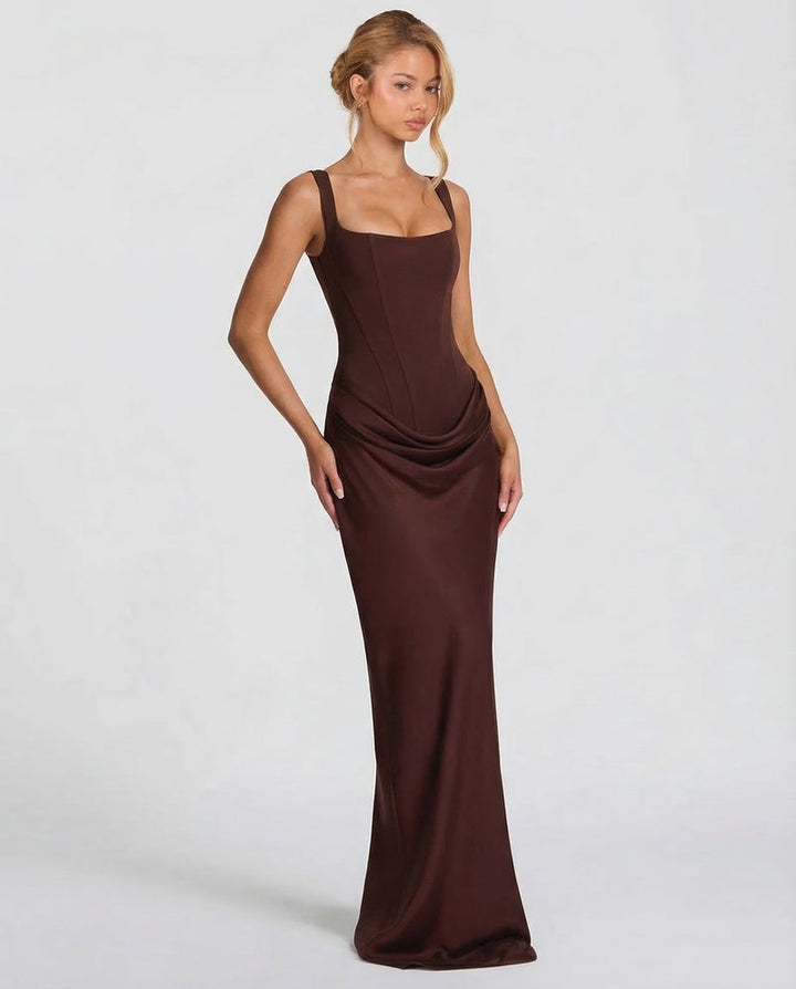 Corset Maxi Dress Wedding Guest Evening Outfit