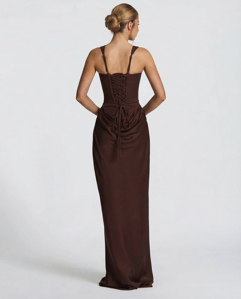 Corset Maxi Dress Wedding Guest Evening Outfit