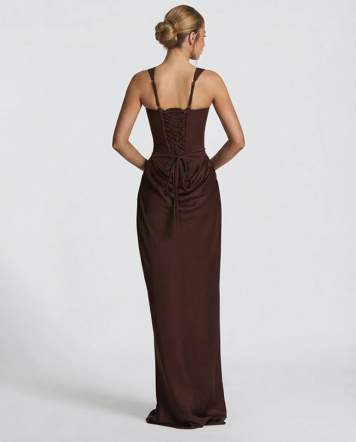 Corset Maxi Dress Wedding Guest Evening Outfit