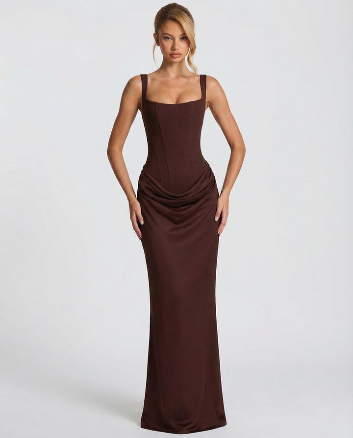 Corset Maxi Dress Wedding Guest Evening Outfit