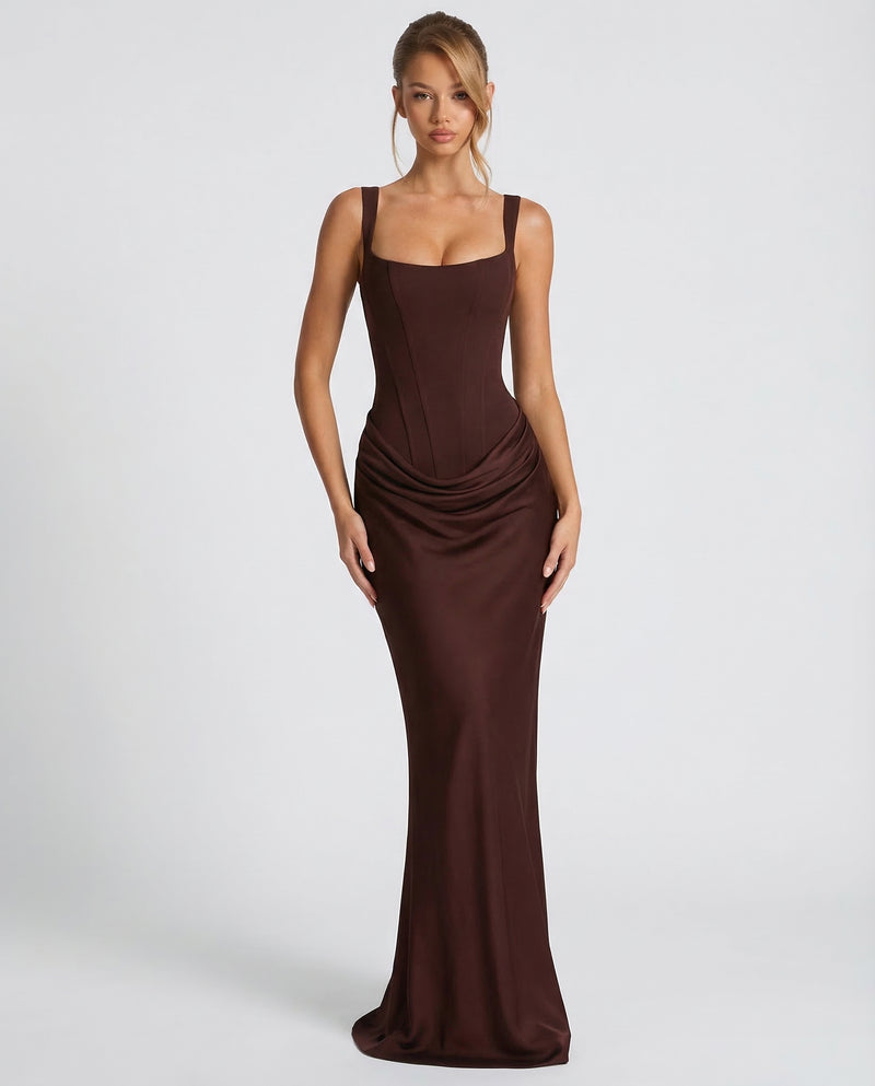Corset Maxi Dress Wedding Guest Evening Outfit