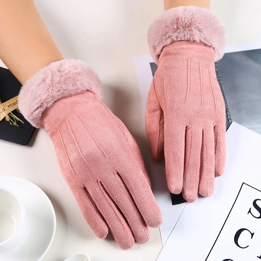 Women's Gloves with Faux Fur Lining