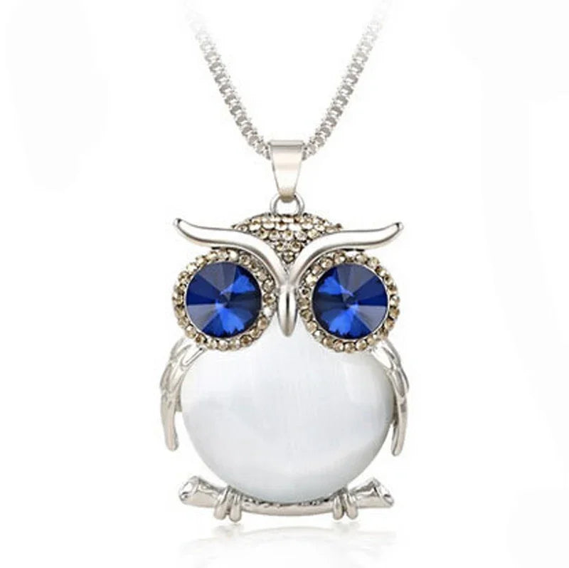 Crystal Owl Pendant Necklace, view 9 - Elena Harper