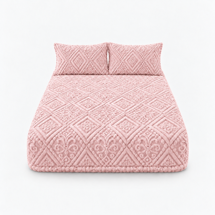 Damask Haven Raised Damask Plush Fitted Sheet - Elena Harper