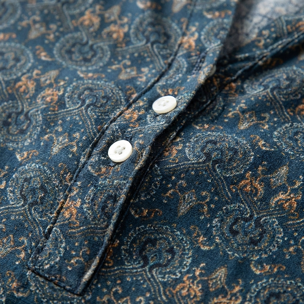 Paloma | Printed Blouse with Mao Collar, Long Sleeve for Women
