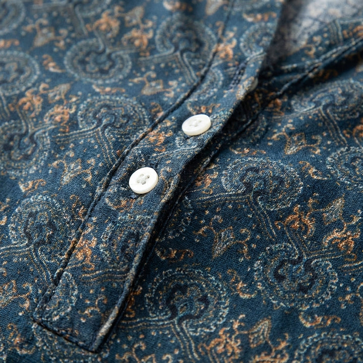 Paloma | Printed Blouse with Mao Collar, Long Sleeve for Women