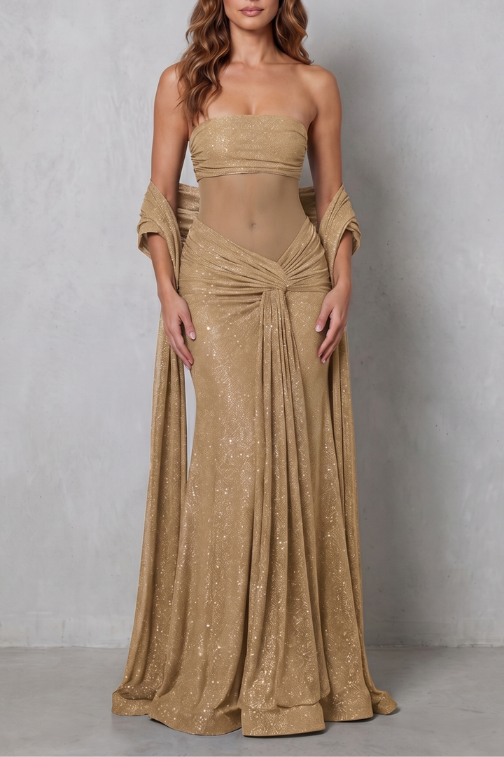 Paulisse – Sheer sequin allure – Maxi dress