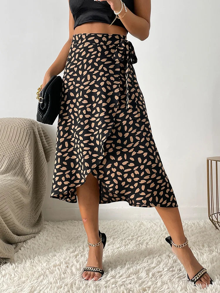 Estelle | Midi Wrap Skirt Adjustable Asymmetrical Hem