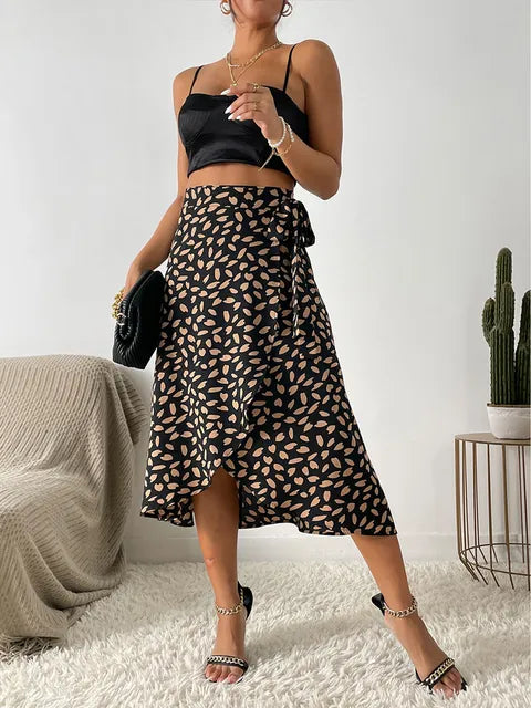 Estelle | Midi Wrap Skirt Adjustable Asymmetrical Hem