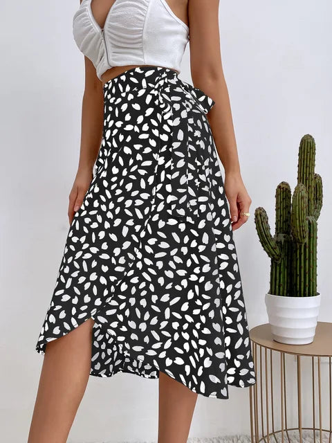 Estelle | Midi Wrap Skirt Adjustable Asymmetrical Hem