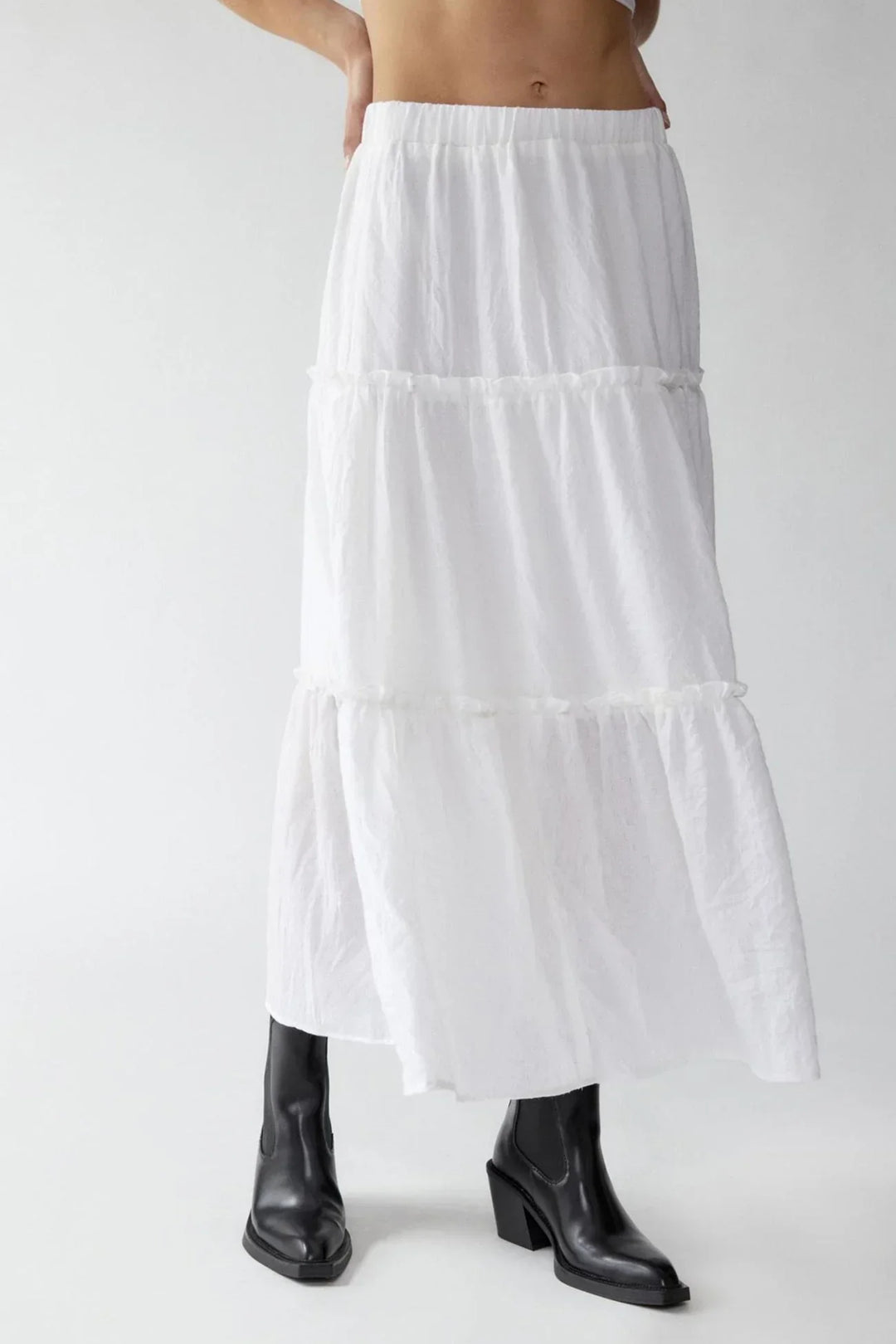 Miriam | Tiered Cotton-Linen Maxi Skirt
