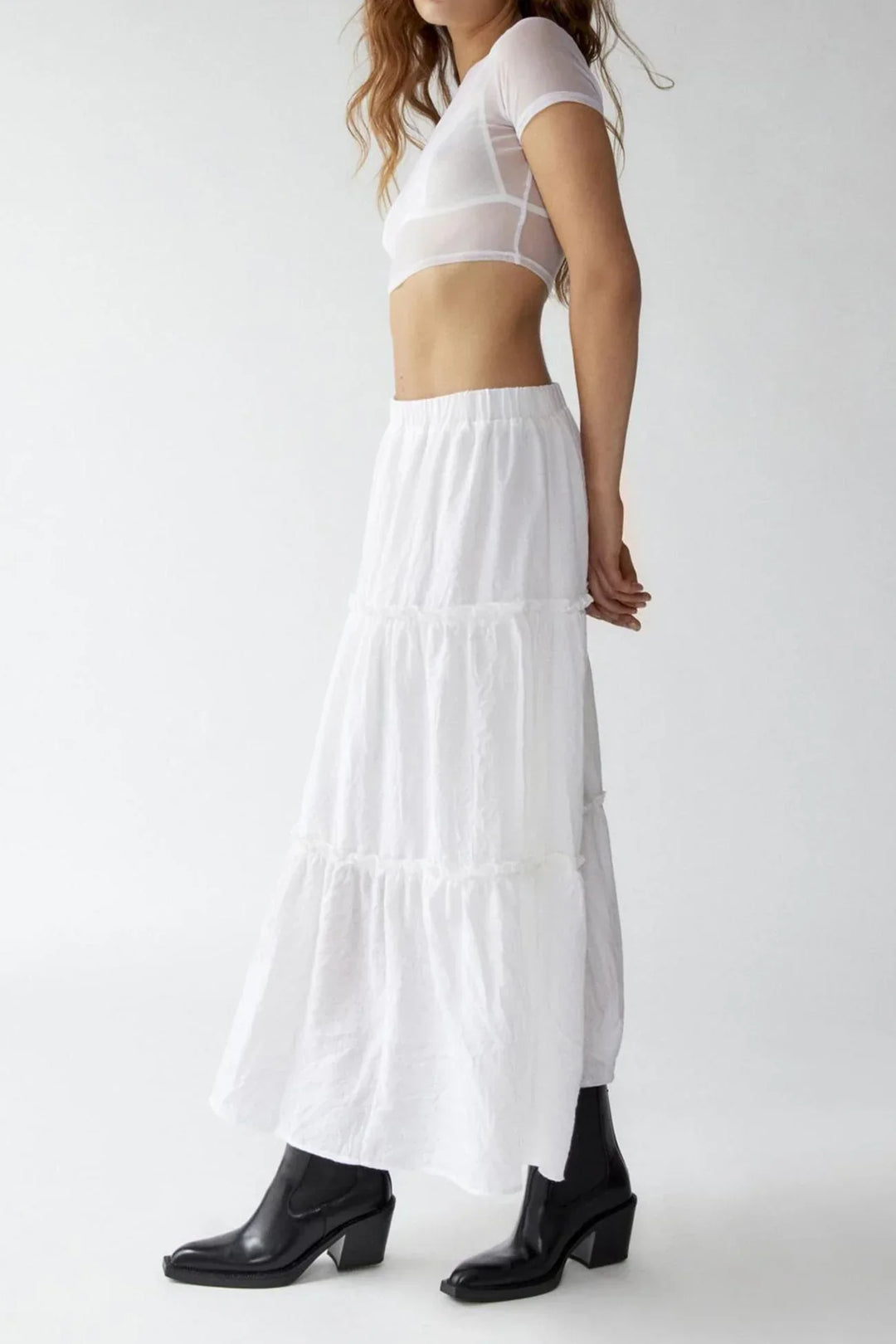 Miriam | Tiered Cotton-Linen Maxi Skirt